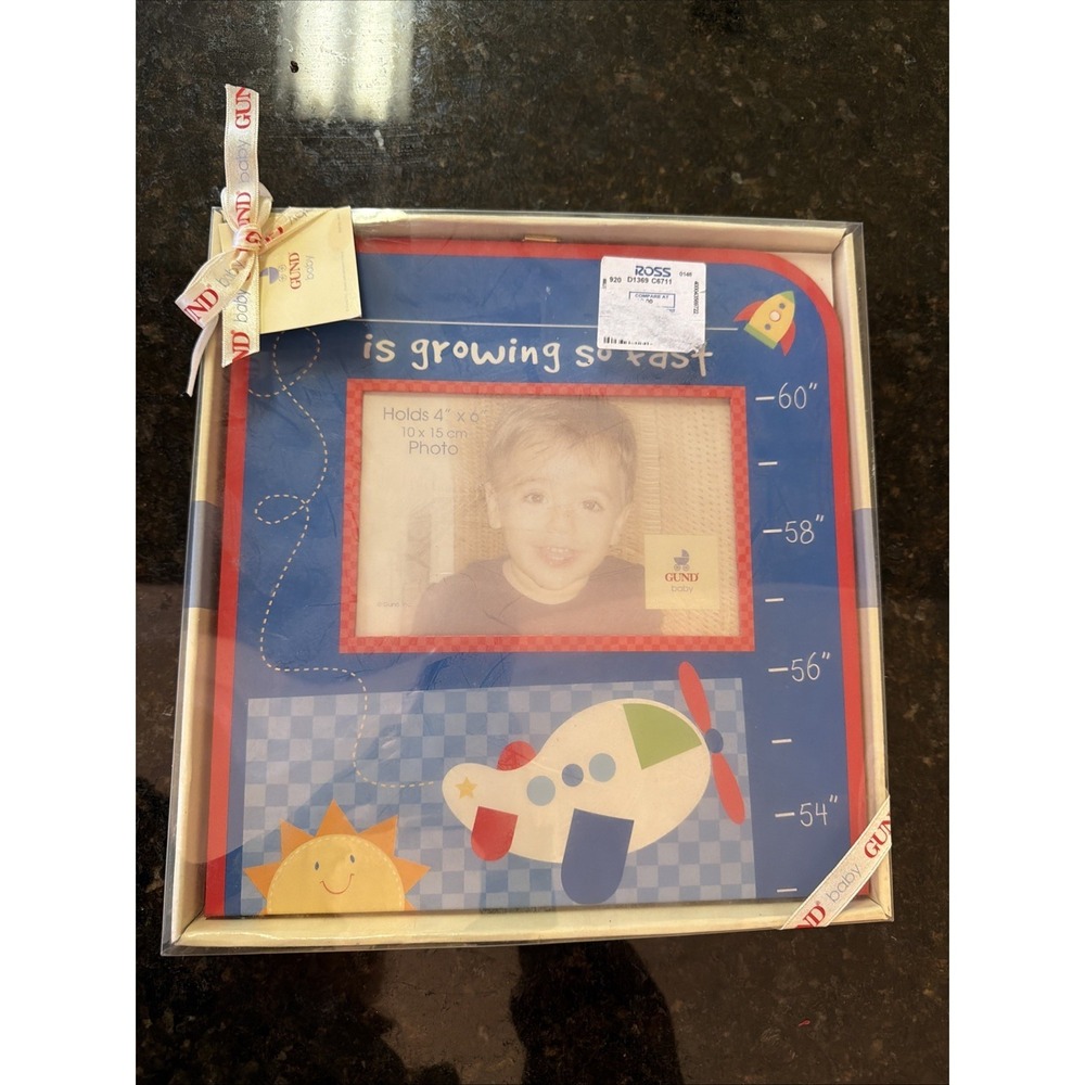 Gund‎ Baby Happy Moments Growth Chart Hanging New Boy w/stickers 9x40 Holds Pics